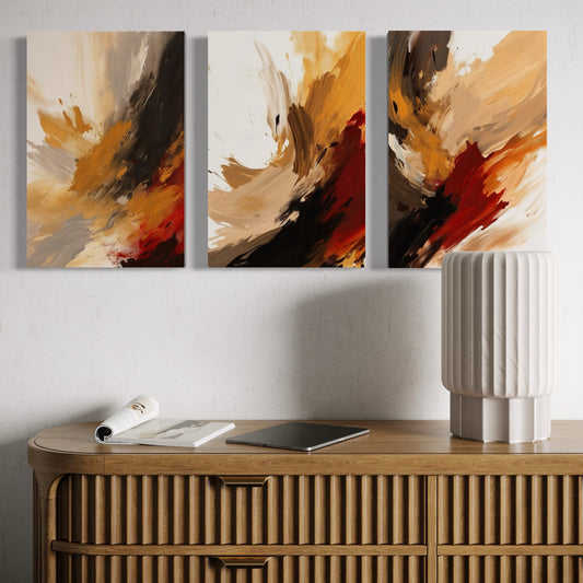 Set Of 3 French Velvet Canvas - Autumn Blaze
