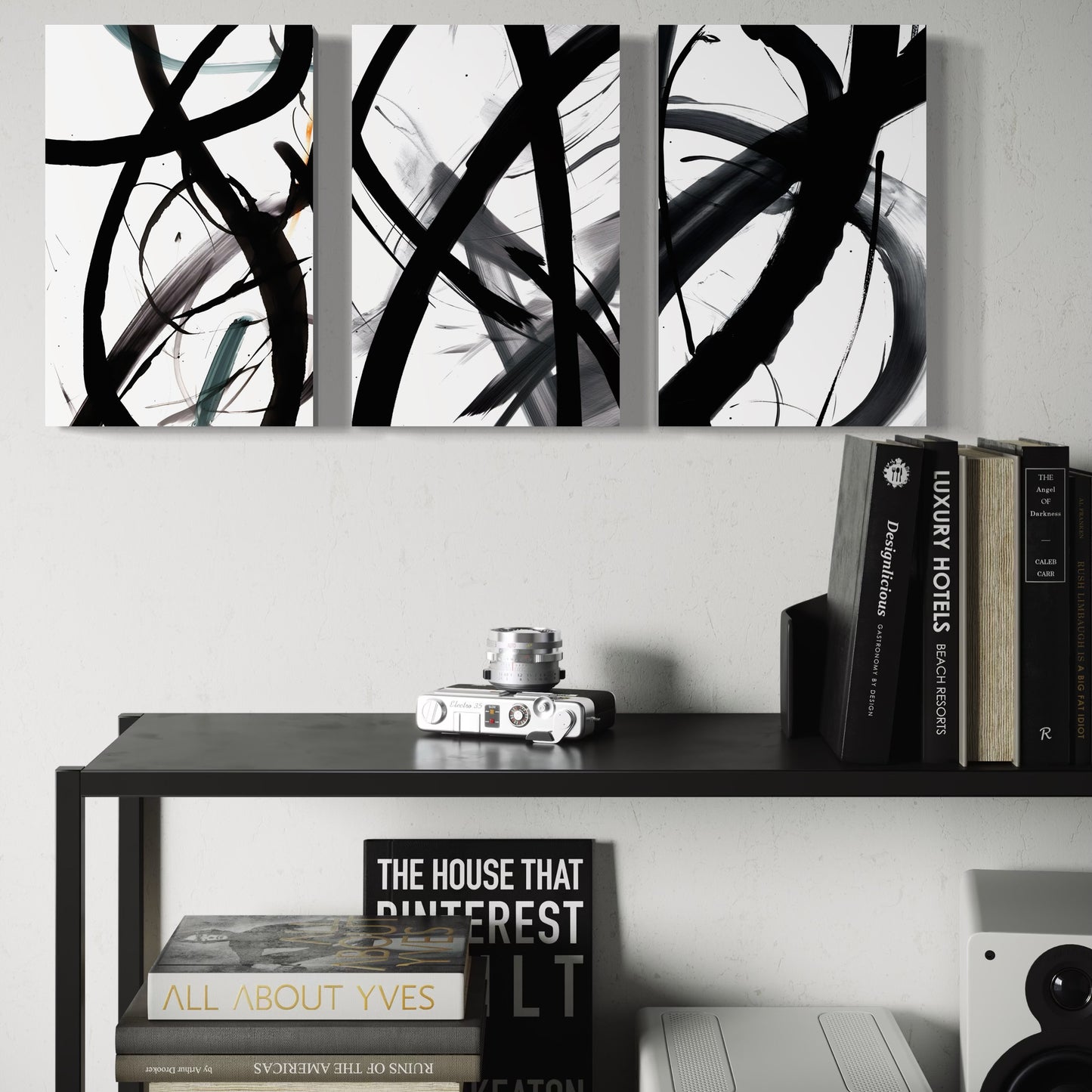 Set Of 3 French Velvet Canvas - Midnight Motion