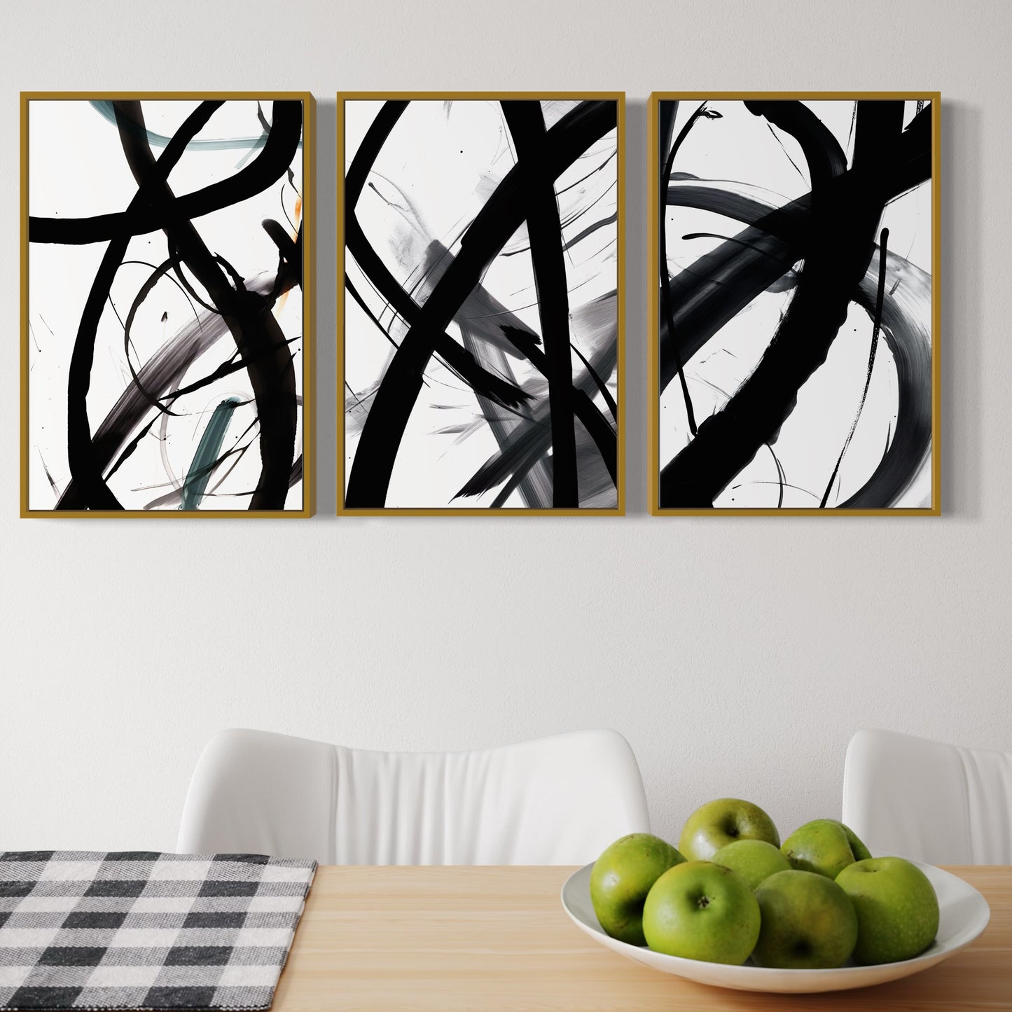 Set Of 3 French Velvet Canvas - Midnight Motion