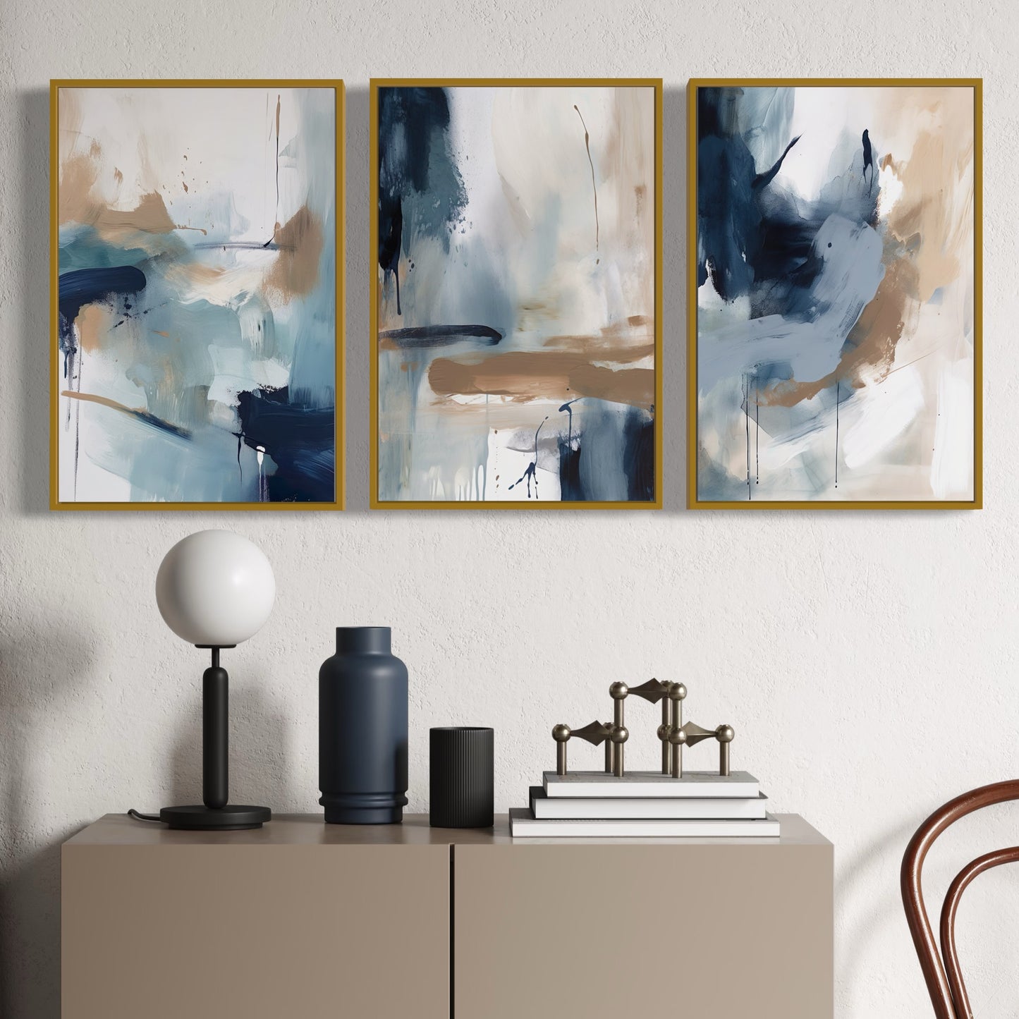 Set Of 3 French Velvet Canvas - Oceans Embrace