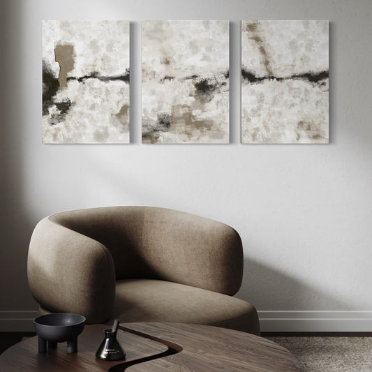 Set Of 3 French Velvet Canvas - Silver Clouds