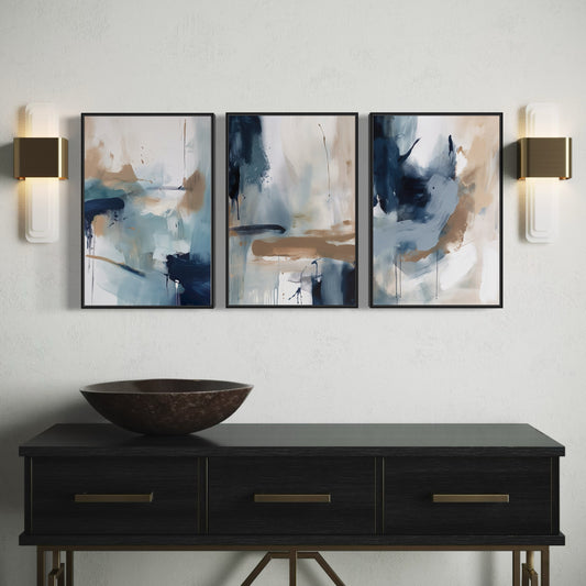 Set Of 3 French Velvet Canvas - Oceans Embrace