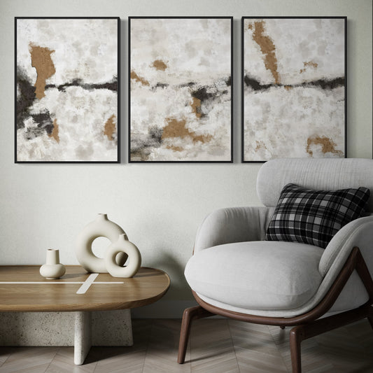 Set Of 3 French Velvet Canvas - Neutral Narratives